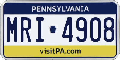 PA license plate MRI4908