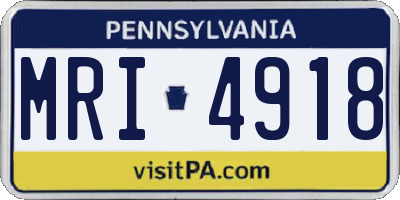 PA license plate MRI4918