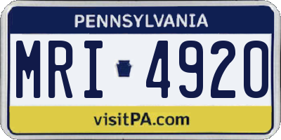 PA license plate MRI4920