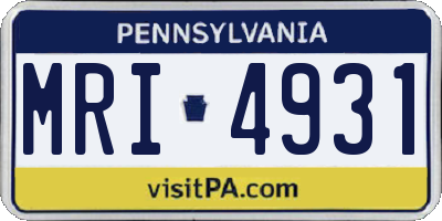 PA license plate MRI4931