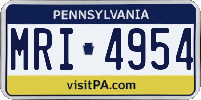 PA license plate MRI4954