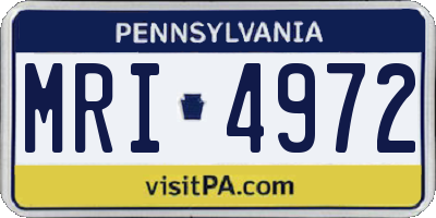 PA license plate MRI4972