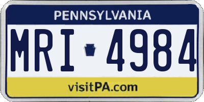 PA license plate MRI4984