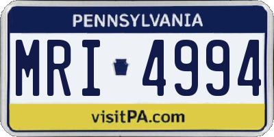 PA license plate MRI4994