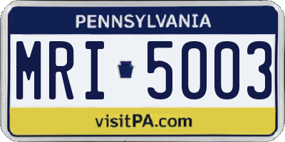 PA license plate MRI5003