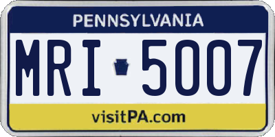PA license plate MRI5007