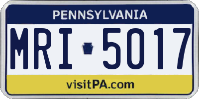 PA license plate MRI5017