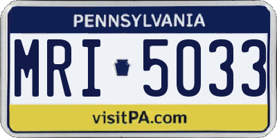 PA license plate MRI5033