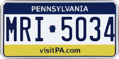 PA license plate MRI5034