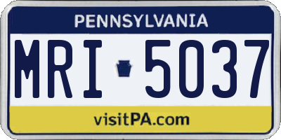 PA license plate MRI5037