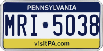 PA license plate MRI5038