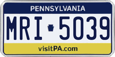 PA license plate MRI5039