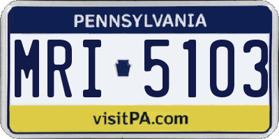 PA license plate MRI5103