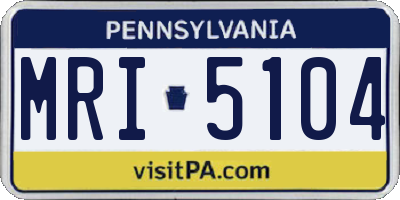 PA license plate MRI5104