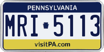 PA license plate MRI5113