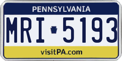 PA license plate MRI5193