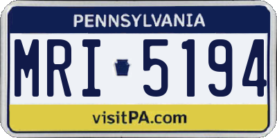 PA license plate MRI5194
