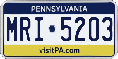 PA license plate MRI5203