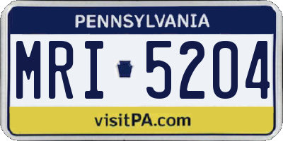PA license plate MRI5204