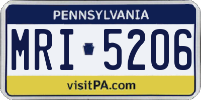 PA license plate MRI5206