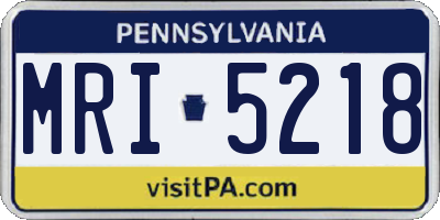PA license plate MRI5218