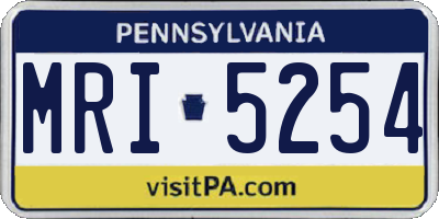 PA license plate MRI5254
