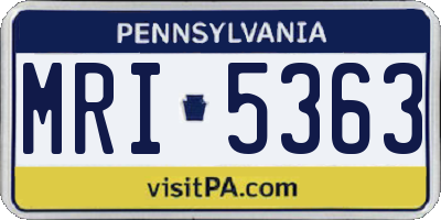 PA license plate MRI5363