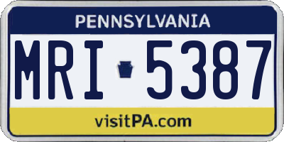 PA license plate MRI5387