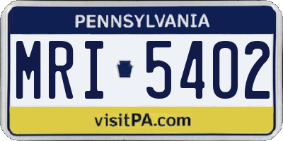 PA license plate MRI5402