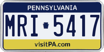 PA license plate MRI5417