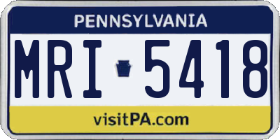 PA license plate MRI5418