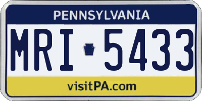 PA license plate MRI5433