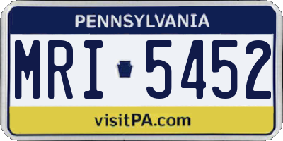 PA license plate MRI5452