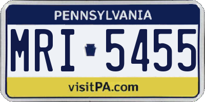 PA license plate MRI5455