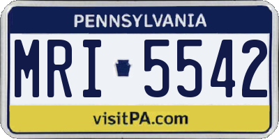 PA license plate MRI5542