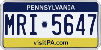 PA license plate MRI5647