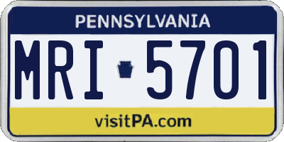 PA license plate MRI5701