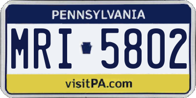 PA license plate MRI5802