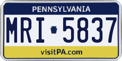 PA license plate MRI5837