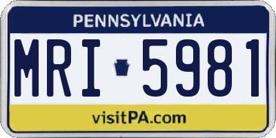 PA license plate MRI5981