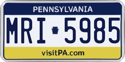 PA license plate MRI5985