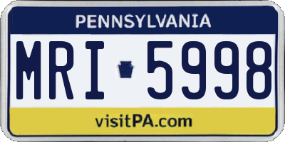PA license plate MRI5998