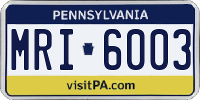 PA license plate MRI6003