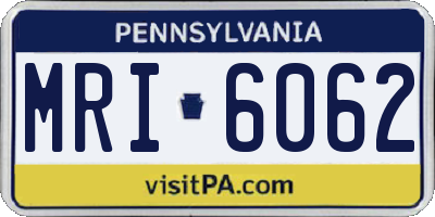 PA license plate MRI6062