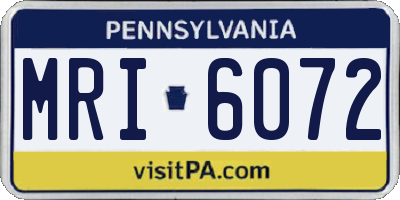 PA license plate MRI6072