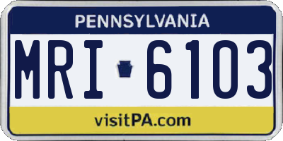 PA license plate MRI6103