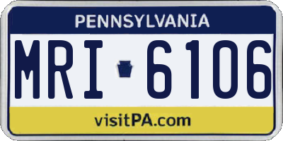 PA license plate MRI6106