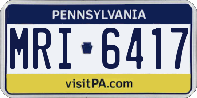 PA license plate MRI6417