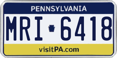 PA license plate MRI6418