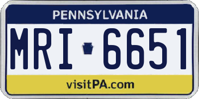 PA license plate MRI6651